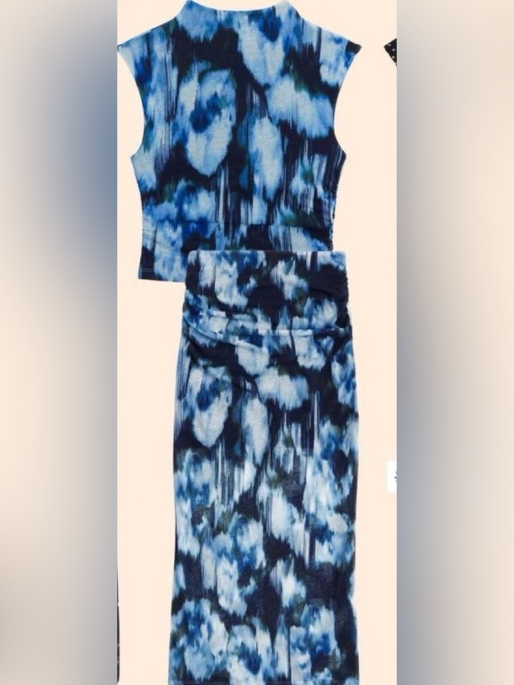 Blue Tie-Dye Two-Piece Skirt Set